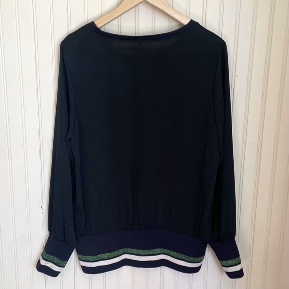 Scotch and Soda Black Sporty Blouse with Glitter Stripe Elastic - Picture 2 of 6